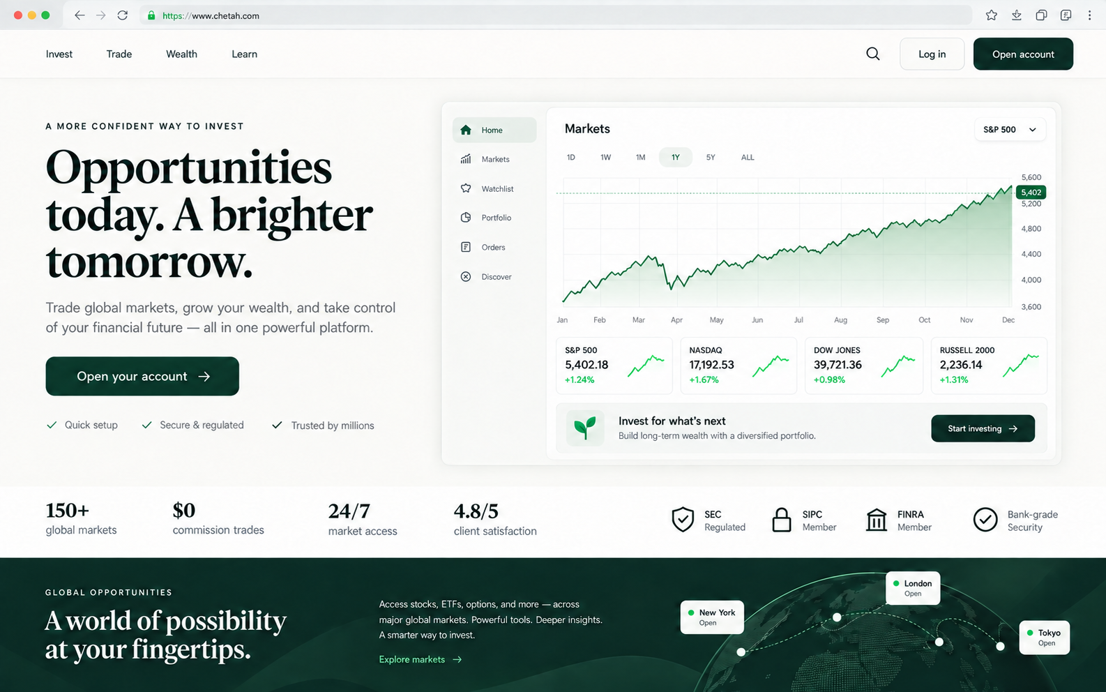 Website product interface